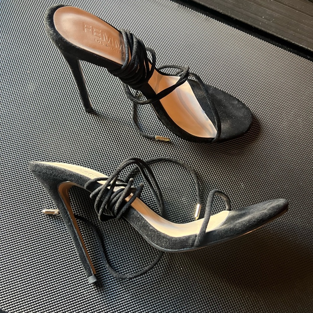 Femme LA Black Suede Heel